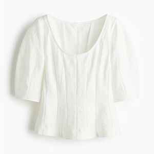 Puff Sleeve White Women's Top